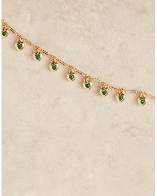 ASOS Brown Chain Necklace With Green Heart Charm Detail
