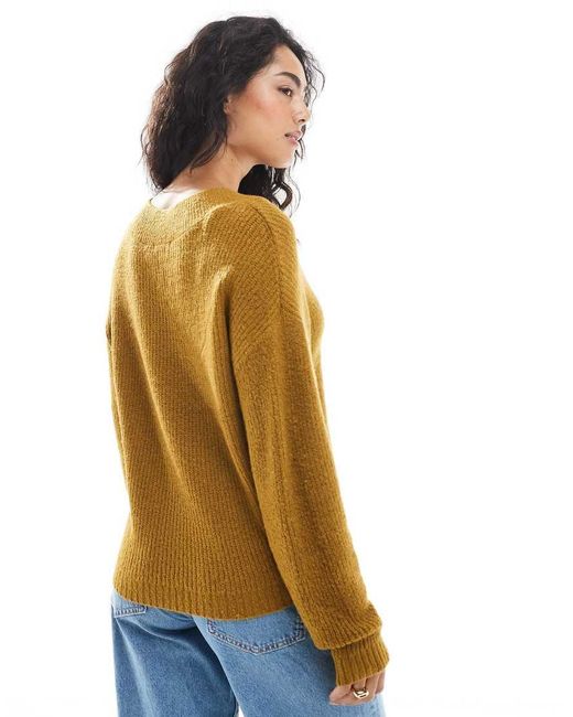 Brave Soul Green V-Neck Fisherman Knit Jumper