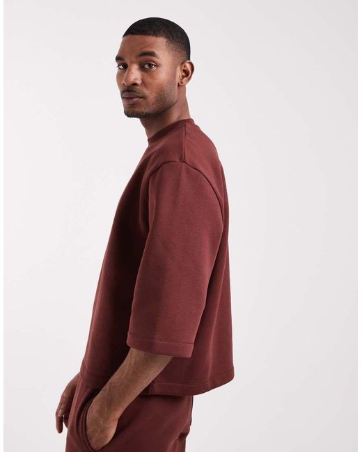 ASOS Red Co-Ord Relaxed Short Sleeve Sweatshirt for men