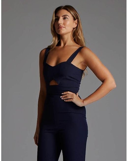 Vesper Blue Sweetheart Wide Leg Jumpsuit With Cut Out