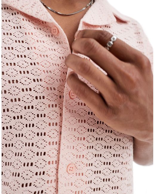 Bershka White Textured Button Through Shirt for men