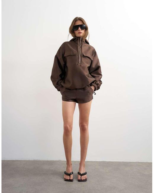 TOPSHOP Brown Half Zip Bomber Co Ord
