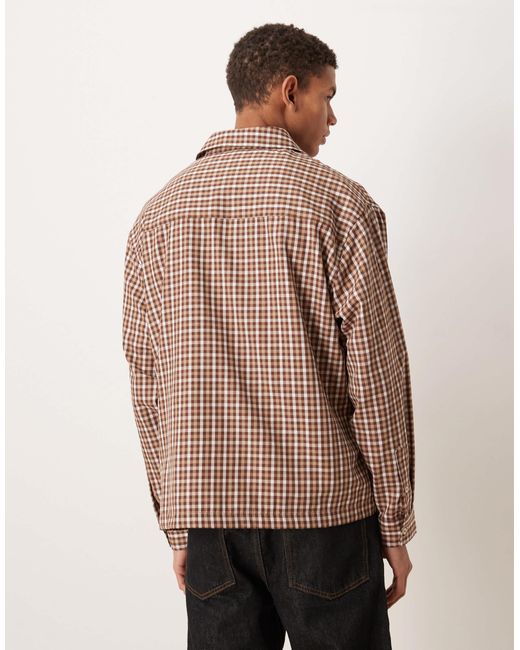 Chemise oversize à poches cargo et carreaux - marron ASOS pour homme en coloris Natural