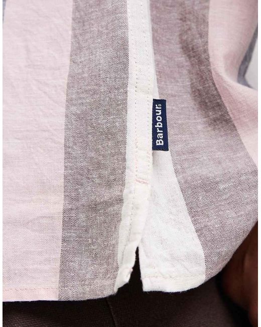 Barbour White Portwell Short Sleeve Summer Stripe Shirt for men