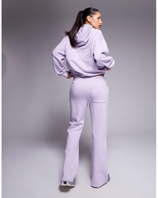 Kaiia Purple Studio Embroidered Swirl Logo Pocket Detail jogger Co-ord