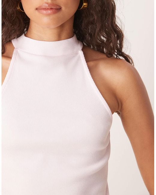 ASOS White Rib Racer Neck Racer Top