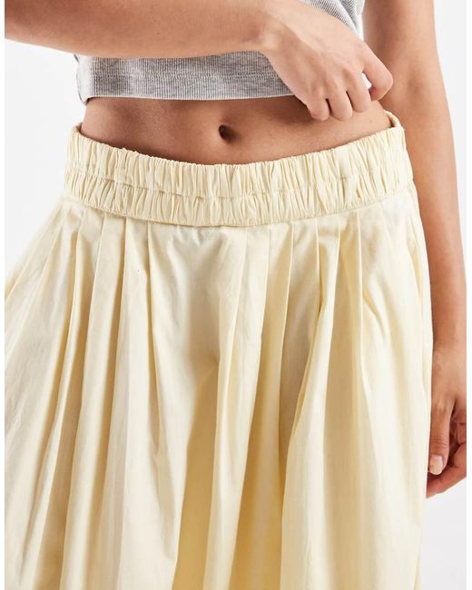 ASOS Natural Asos Design Petite Elasticated Waist Volume Midi Skirt