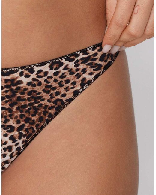 Tezenis Brown Printed Microfibre G-String