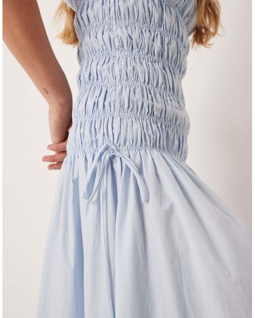 Vrg Grl White Isable Shirred Bust Midaxi Dress