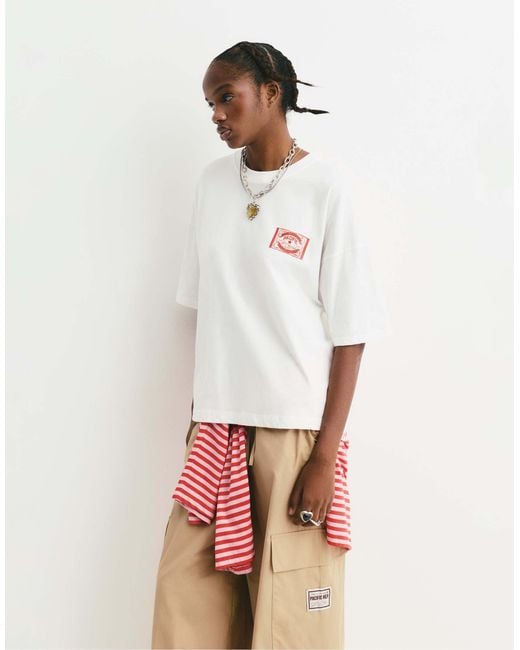 Pull&Bear White – matchbox – t-shirt