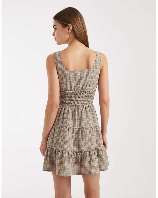 Daisy Street Natural Tiered Mini Dress With Shirring