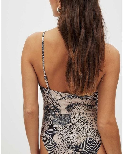 NA-KD Brown Cut Out Swimsuit