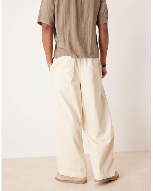 ASOS Natural Lightweight Herringbone Parachute Trousers for men