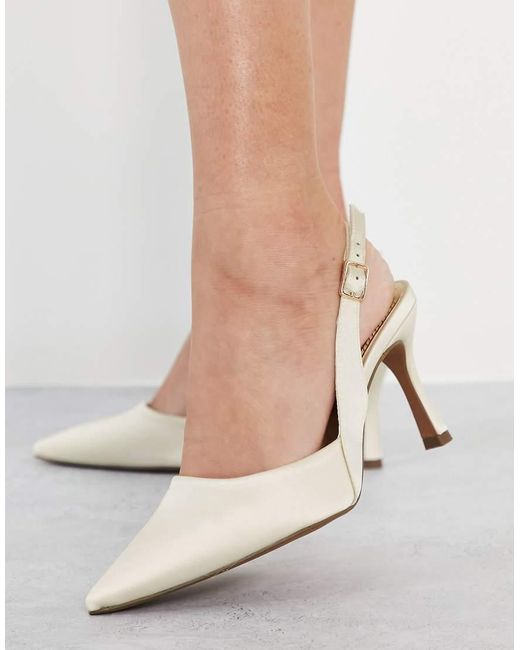 ASOS White Wide Fit Samber Slingback Stiletto Heels