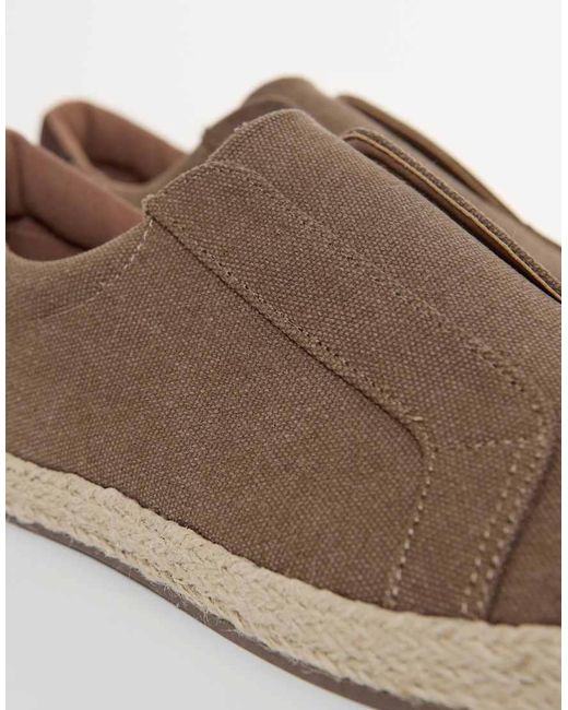 Threadbare Brown Cotton Canvas Slip On Espadrilles for men
