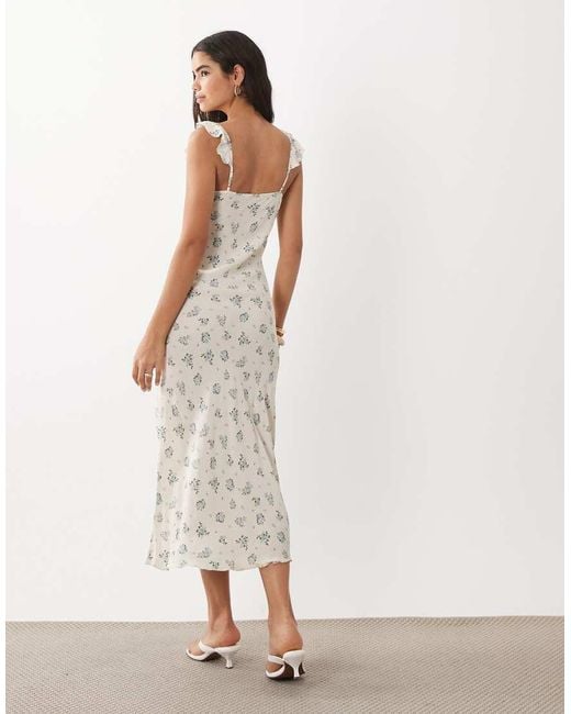 Mango White Ruffle Sleeveless Maxi Dress