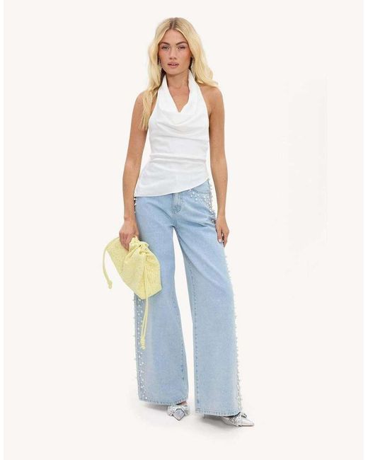 Loavies White Mystic Meadow Halter Top With A Bow