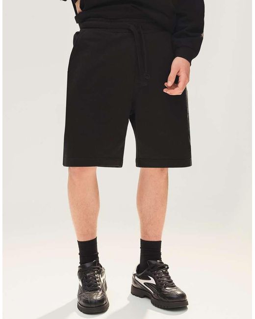 Bershka Basic Bermudashort Van Fleece in het Black voor heren