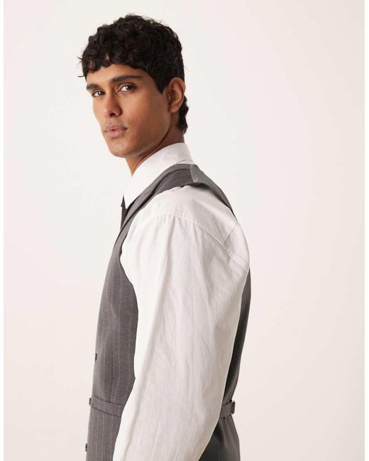 Chaleco De Traje Con Raya Diplomática De ASOS de hombre de color Gray