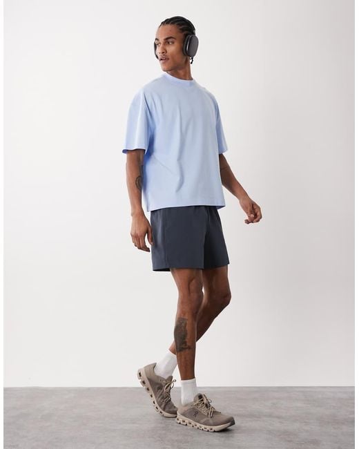 4505 Blue Heavyweight Cotton Boxy Oversized Drop Shoulder T-shirt With Quick Dry Finish for men
