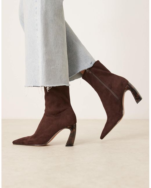 ASOS Natural Esme Banana Heel Ankle Boots