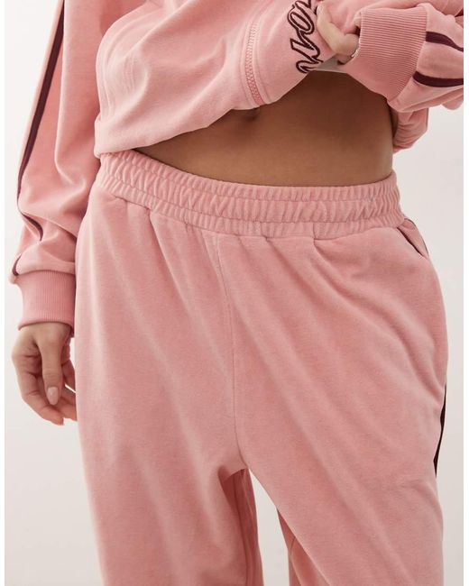 Collusion Pink Embroidered Velour Sweatpants