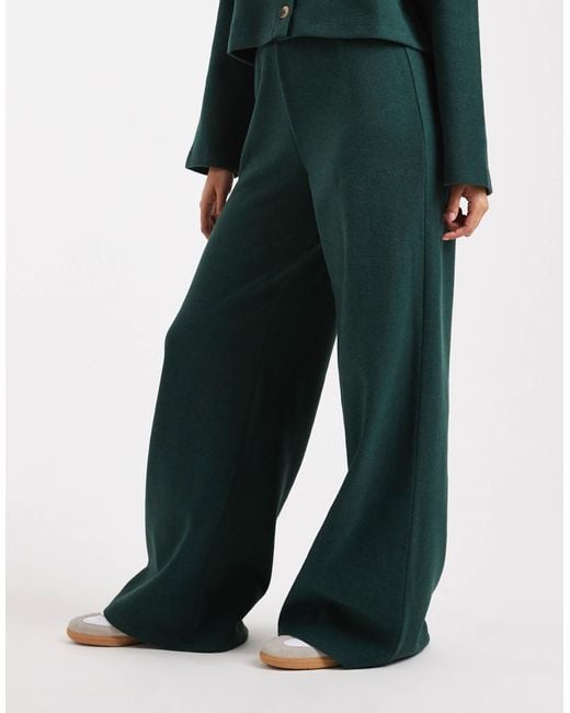 Miss Selfridge Green Soft Rib Wide Leg Trouser