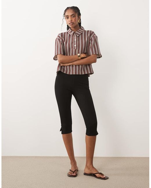 Conjunto Vaquero A Rayas Marrones De Polo De Corte Cuadrado-Marrón ASOS de color Red