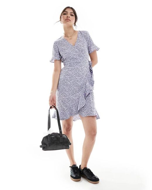ONLY Purple Frill Wrap Mini Dress