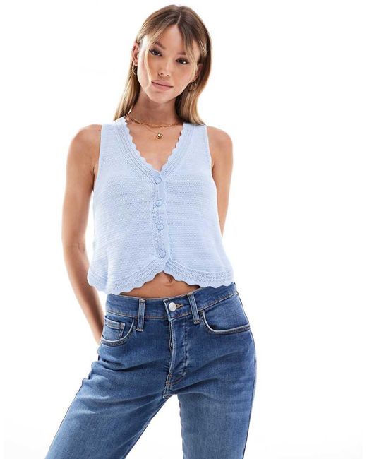 Mango Blue Knitted Waistcoat