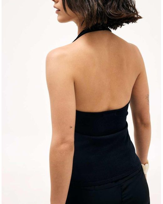 NA-KD Black Knitted Halterneck Top