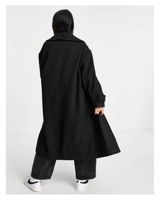 ASOS Asos Design Petite Oversized Twill Maxi Coat in Black | Lyst Canada