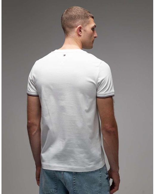 Tommy Hilfiger Gray Tipped Detail Logo T-Shirt for men