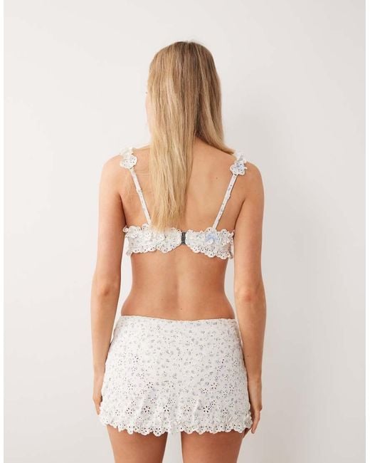 For Love & Lemons White Cape Cod Frill Detail Bikini Skirt Co-ord