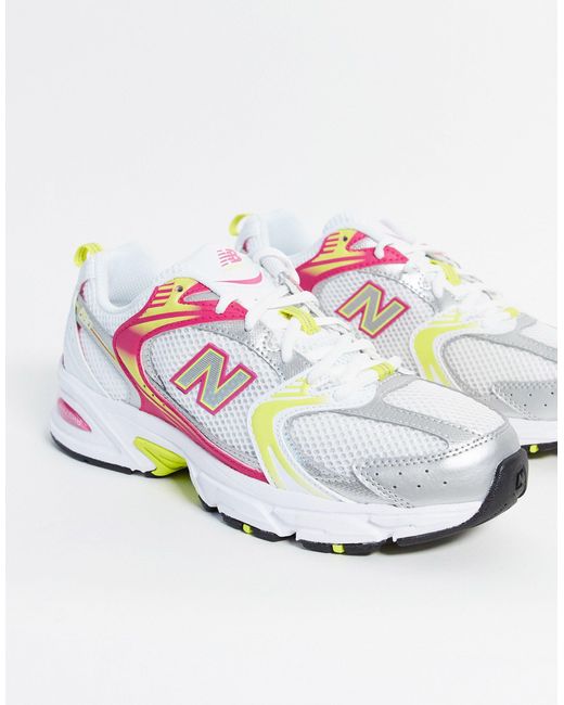New Balance Synthetic 530 Womens White / Pink / Yellow Trainers | Lyst  Australia