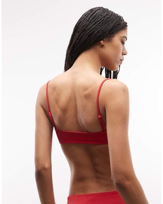 Weekday Red Square Neck Bikini Top