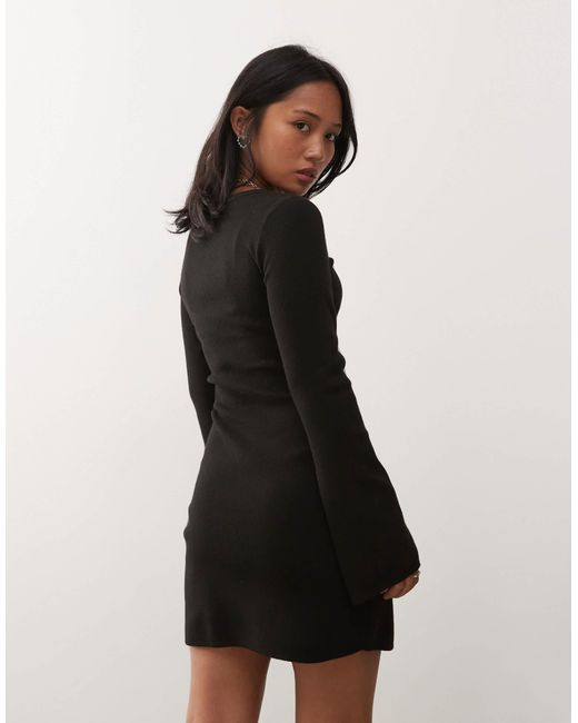 Noisy May White Long Sleeve Knit Skater Dress