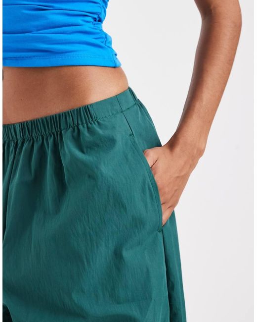 ASOS Blue Asos Design Tall Cotton Nylon Blend Pull On Balloon Trousers
