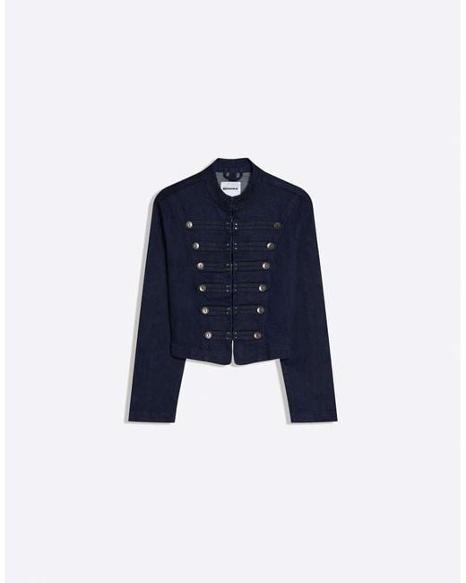Bershka Blue Denim Jacket With Front Buttons