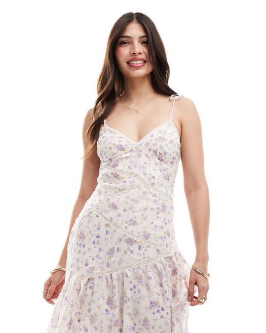 ASOS Pink Lace Insert Panelled Midi Dress