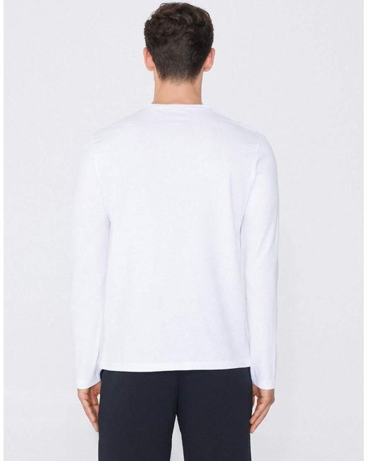 Tezenis White 100% Cotton Long Sleeve Round Neck Top for men