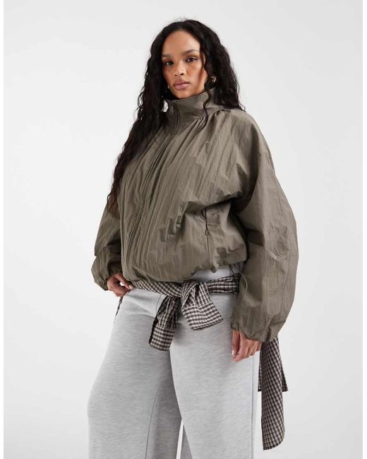 ASOS Brown Asos Design Curve Oversized Bubble Hem Track Jacket