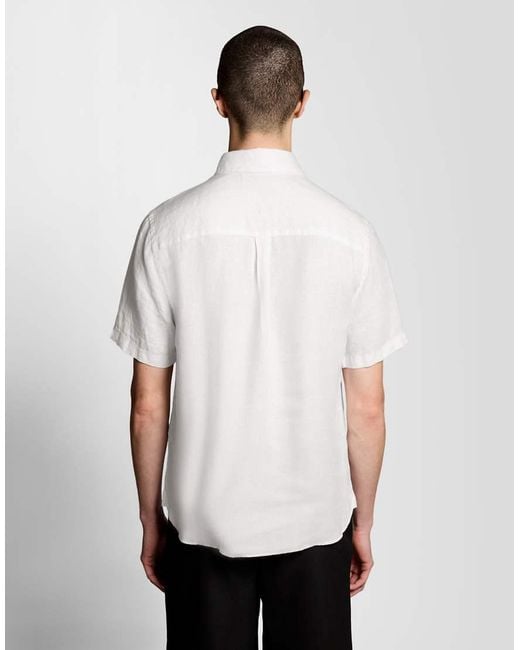 Lyle & Scott White Ss Woven Shirts Short Sleeve Linen Shirt for men
