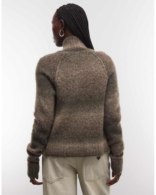 Weekday Gray Wool Blend Hairy Knit Zip Through Cardigan