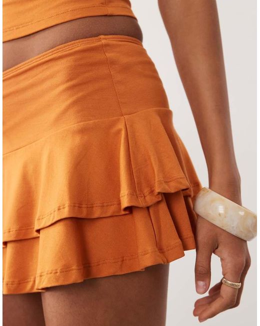 Motel Orange Raeca Frill Detail Mini Skirt