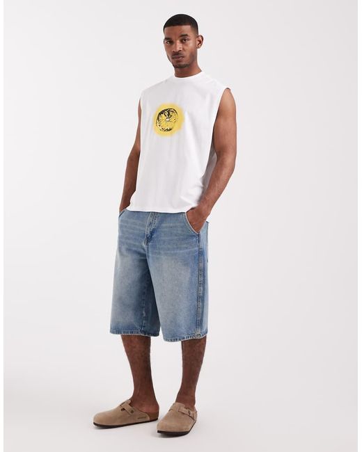ASOS White Oversized Tank With The Stone Roses Print for men