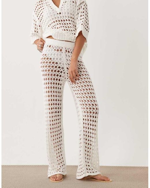 ASOS Natural Crochet Wide Leg Pants