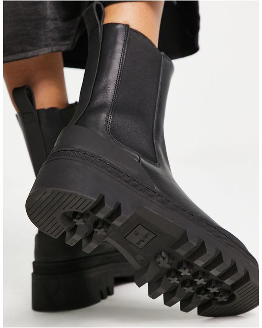& Other Stories Black Leather Chunky Sole Boots