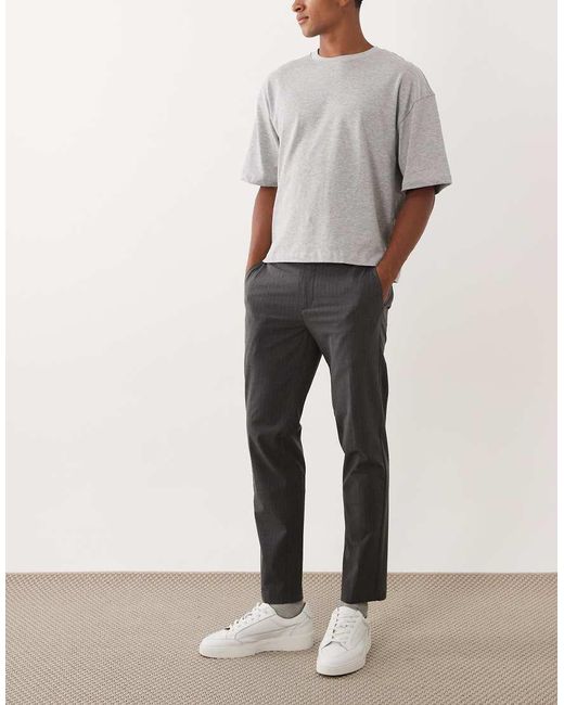 Mango Gray Slim Fit Trouser With Elasticated Waistband