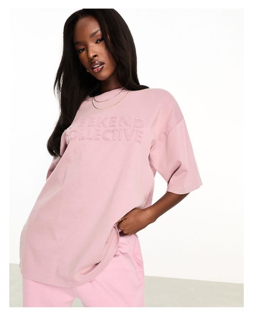Camiseta rosa lavado extragrande con logo ASOS de color Pink